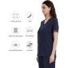 imageQBK Yoga Scrub Top for Women V Neck Shirt with 2 Pockets Comfort Soft Stretch Easy CareNavy