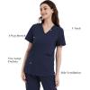 imageQBK Yoga Scrub Top for Women V Neck Shirt with 2 Pockets Comfort Soft Stretch Easy CareNavy