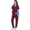 imageQBK Yoga Scrub Top for Women V Neck Shirt with 2 Pockets Comfort Soft Stretch Easy CareWine Red