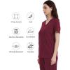 imageQBK Yoga Scrub Top for Women V Neck Shirt with 2 Pockets Comfort Soft Stretch Easy CareWine Red