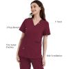 imageQBK Yoga Scrub Top for Women V Neck Shirt with 2 Pockets Comfort Soft Stretch Easy CareWine Red
