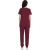 imageQBK Yoga Scrub Top for Women V Neck Shirt with 2 Pockets Comfort Soft Stretch Easy CareWine Red