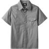 imageQBK Boys Cotton Linen Short Sleeve Classic Button Down Shirts Boys Dress Shirt with Chest Pocket for 2T16 YearsGrey