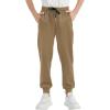 imageQBK Boys Joggers SlimFit Tapered Sweatpants with Adjustable Drawstring Waist Stretch for Sports ampamp Casual Wear 316YKhaki6