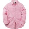 imageQBK Boys Long Sleeve Button Down Shirts Oxford Dress Shirt Boys Striped Shirt for 2T16 YearsBurgundy