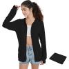 imageQBK Light Weight Zip Up Hoodie Thin Summer Jacket For WomenBlack