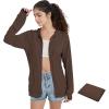 imageQBK Light Weight Zip Up Hoodie Thin Summer Jacket For WomenBrown