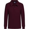 imageQBK Toddler to Youth Boys School Uniform Pique Polo Shirts Kids Long Sleeve Collared Golf ShirtBurgundy