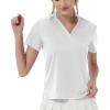 imageQBK Womens Golf Polo Shirt UPF 50 Dry Fit Collared VNeck Short Sleeve Tennis TopWhite