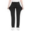 imageQBK Yoga Scrub Pants Women Mid Rise Yoga Work Pants Five Pocket Cargo Scrub PantBlack