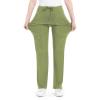 imageQBK Yoga Scrub Pants Women Mid Rise Yoga Work Pants Five Pocket Cargo Scrub PantOlive