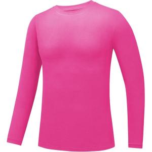 image2T to Youth Boys Compression Shirt Toddler Kids Long Sleeve Baseball Football Undershirt Girls Quick Dry Athletic Base LayerPink