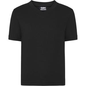 imageQBK 2T to Youth Neon T Shirt Kids Rash Guard UPF 50 VNeck Dry Fit Athletic Short Sleeve Shirts for Boys and GirlsBlack