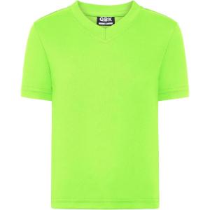 imageQBK 2T to Youth Neon T Shirt Kids Rash Guard UPF 50 VNeck Dry Fit Athletic Short Sleeve Shirts for Boys and GirlsGreen