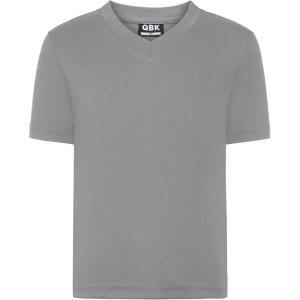 imageQBK 2T to Youth Neon T Shirt Kids Rash Guard UPF 50 VNeck Dry Fit Athletic Short Sleeve Shirts for Boys and GirlsGrey