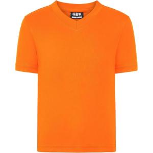 imageQBK 2T to Youth Neon T Shirt Kids Rash Guard UPF 50 VNeck Dry Fit Athletic Short Sleeve Shirts for Boys and GirlsOrange