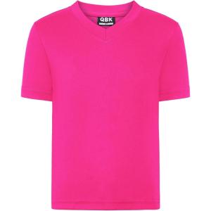 imageQBK 2T to Youth Neon T Shirt Kids Rash Guard UPF 50 VNeck Dry Fit Athletic Short Sleeve Shirts for Boys and GirlsPink