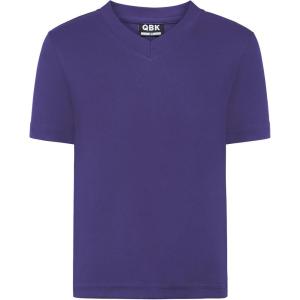 imageQBK 2T to Youth Neon T Shirt Kids Rash Guard UPF 50 VNeck Dry Fit Athletic Short Sleeve Shirts for Boys and GirlsPurple