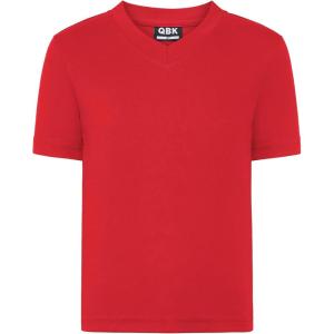 imageQBK 2T to Youth Neon T Shirt Kids Rash Guard UPF 50 VNeck Dry Fit Athletic Short Sleeve Shirts for Boys and GirlsRed