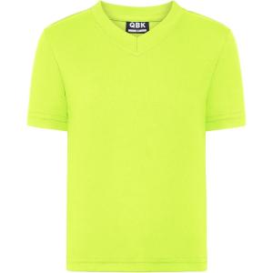 imageQBK 2T to Youth Neon T Shirt Kids Rash Guard UPF 50 VNeck Dry Fit Athletic Short Sleeve Shirts for Boys and GirlsYellow