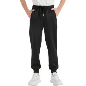 imageQBK Boys Joggers SlimFit Tapered Sweatpants with Adjustable Drawstring Waist Stretch for Sports ampamp Casual Wear 316YBlack3