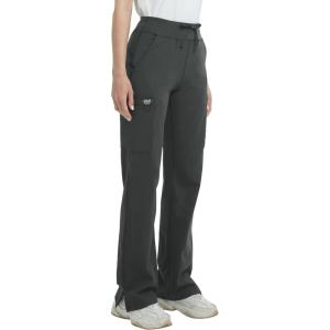 imageQBK High Rise Yoga Scrub Pants Women  Straight Wide Leg Uniform Pants with Cargo Pocket AntiWrinkle ampamp Knit Yoga WaistbandGrey