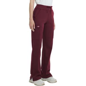 imageQBK High Rise Yoga Scrub Pants Women  Straight Wide Leg Uniform Pants with Cargo Pocket AntiWrinkle ampamp Knit Yoga WaistbandWine