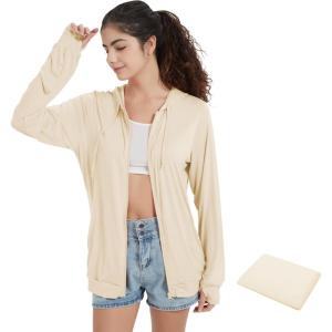 imageQBK Light Weight Zip Up Hoodie Thin Summer Jacket For WomenOat