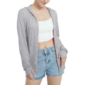 imageQBK Lightweight Zip Up Hoodies Thin Summer Jackets For WomenLight Grey