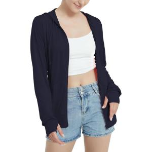 imageQBK Lightweight Zip Up Hoodies Thin Summer Jackets For WomenNavy
