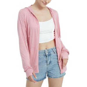 imageQBK Lightweight Zip Up Hoodies Thin Summer Jackets For WomenPink