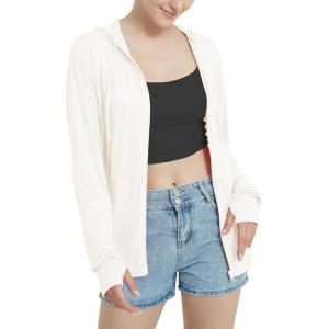 imageQBK Lightweight Zip Up Hoodies Thin Summer Jackets For WomenWhite