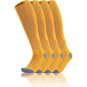 imageQBK Toddler Baseball Socks Youth Softball Tee Ball Kids Soccer Socks for Boy Girl 2 PairsEbaseball Socksyellow