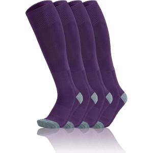 imageQBK Toddler Baseball Socks Youth Softball Tee Ball Kids Soccer Socks for Boy Girl 2 PairsHbaseball Sockspurple