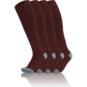 imageQBK Toddler Baseball Socks Youth Softball Tee Ball Kids Soccer Socks for Boy Girl 2 PairsIbaseball Socksmaroon