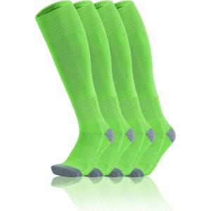 imageQBK Toddler Baseball Socks Youth Softball Tee Ball Kids Soccer Socks for Boy Girl 2 PairsJbaseball Socksneon Green