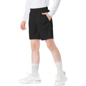 imageQBK Toddler to Youth Athletic Shorts for Boys and Girls Soccer Basketball SportsBlack