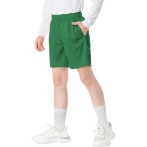 imageQBK Toddler to Youth Athletic Shorts for Boys and Girls Soccer Basketball SportsGreen