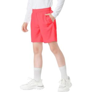 imageQBK Toddler to Youth Athletic Shorts for Boys and Girls Soccer Basketball SportsNeon Pink