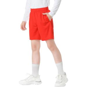 imageQBK Toddler to Youth Athletic Shorts for Boys and Girls Soccer Basketball SportsRed