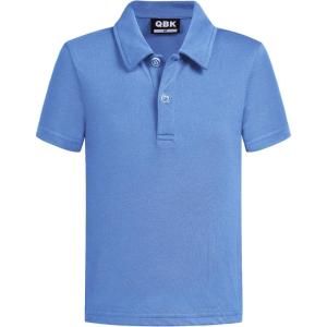 imageQBK Toddler to Youth Boys School Uniform Pique Polo Kids Short Sleeve Collared Golf ShirtLight Blue