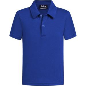 imageQBK Toddler to Youth Boys School Uniform Pique Polo Kids Short Sleeve Collared Golf ShirtRoyal Blue