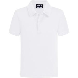 imageQBK Toddler to Youth Boys School Uniform Pique Polo Kids Short Sleeve Collared Golf ShirtWhite