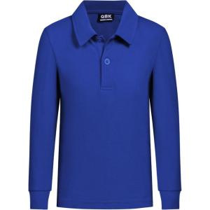 imageQBK Toddler to Youth Boys School Uniform Pique Polo Shirts Kids Long Sleeve Collared Golf ShirtRoyal Blue