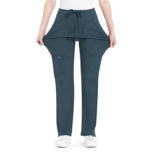 imageQBK Yoga Scrub Pants Women Mid Rise Yoga Work Pants Five Pocket Cargo Scrub PantIron Gray
