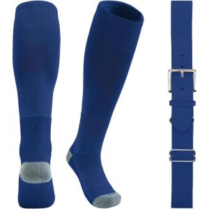 imageQBK Youth Baseball Socks ampamp Belt Combo Set for Kids 216 Years SoftballTee Ball Accessories 1 Pair  1 Belt UnisexIbaseball Socksroyal Blue