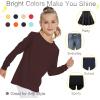 image3T 4T 5T to 12 Years Girls Long Sleeve Shirts Kids Cotton TShirt Toddler Basic Crew Neck TopBrown