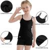 imageQBK 2T12Years Girls Camisole Tank Tops Cotton Camis Sleeveless Spaghetti Undershirts for Dance and GymnasticsBlack