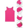 imageQBK 2T13Years Girls Tank Tops Cotton Dance Basic Sleeveless Undershirts for Gymnastics Ballet DancewearNeon Pink