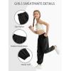 imageQBK 3T14Years Girls Summer Lightweight Baggy Joggers with PocketsWide Leg Sweatpants Cinched Bottom Hip Hop Dance PantsBlack